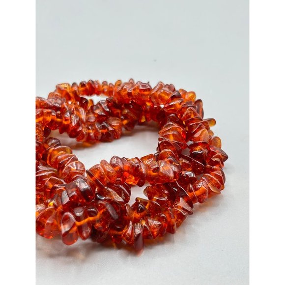 Beaded Amber Necklace Nuggets Beads Long Single Strand Genuine Vintage Amber - Picture 4 of 7